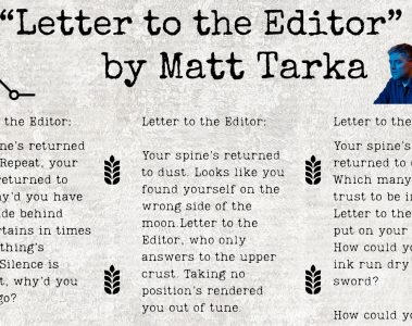 Matt Tarka – Letter to the Editor