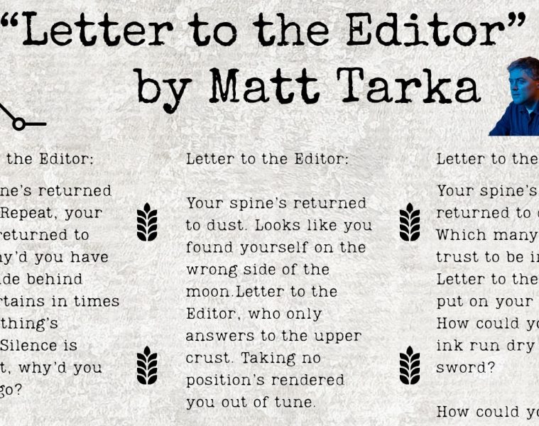 Matt Tarka – Letter to the Editor