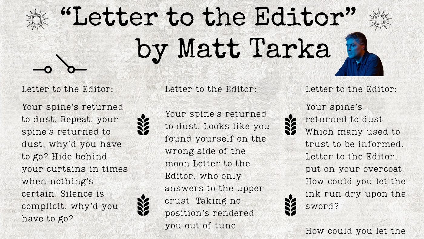 Matt Tarka – Letter to the Editor (Review) Matt Tarka – Letter to the Editor